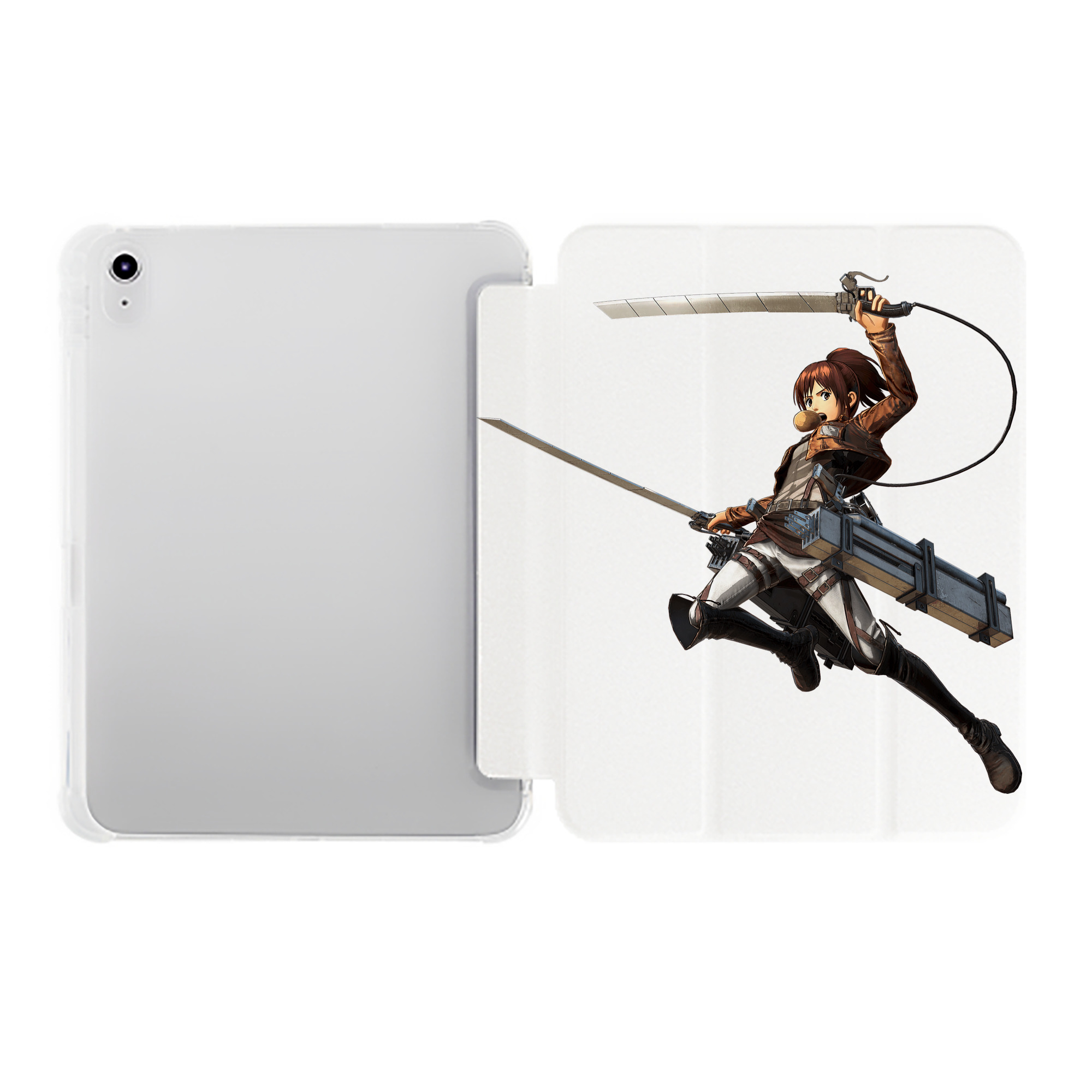 （画像用） 進撃の巨人 サシャ·ブラウス Attack on Titan Sasha Blaus IPad ケース ペン収納付き 三つ折りスタンド PUレザー×シリコン 対応機種9.5/10.5/10.9インチ